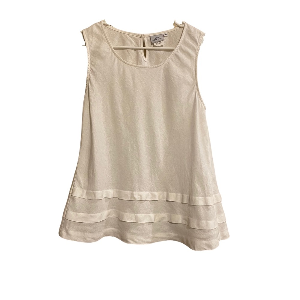 Hot Cotton White Linen Sleeveless Peplum top